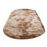 Tie Dye Soft Oval Fluffy Plush Area Rug Bedroom Carpet Home Decor 80 x 160cm-Khaki