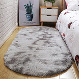 Tie Dye Soft Oval Fluffy Plush Area Rug Bedroom Carpet Home Decor 120 x 160cm-Light Grey