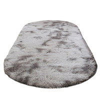 Tie Dye Soft Oval Fluffy Plush Area Rug Bedroom Carpet Home Decor 120 x 160cm-Light Grey