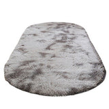 Tie Dye Soft Oval Fluffy Plush Area Rug Bedroom Carpet Home Decor 80 x 160cm-Light Grey