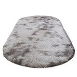 Tie Dye Soft Oval Fluffy Plush Area Rug Bedroom Carpet Home Decor 50 x 160cm-Light Grey