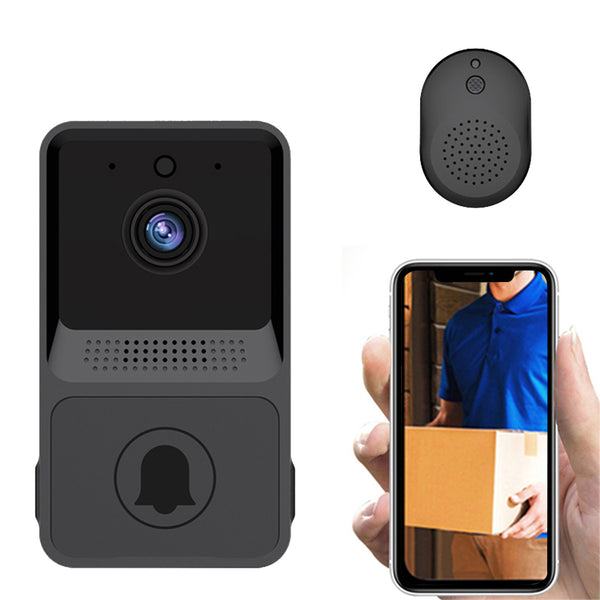 Wireless Doorbell WiFi Night Vision Security Door Bell with Dingdong Machine for Home Monitor-Black