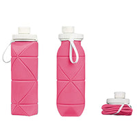 Foldable Water Bottle Collapsible Silicone Leak-proof Reusable Travel Water Bottle-Pink