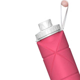 Foldable Water Bottle Collapsible Silicone Leak-proof Reusable Travel Water Bottle-Pink