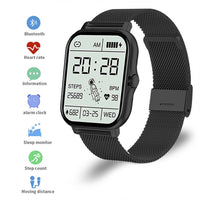 For iPhone Android Bluetooth Smart Watch Women Men Heart Rate Tracker-Black