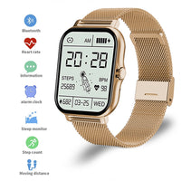 For iPhone Android Bluetooth Smart Watch Women Men Heart Rate Tracker-Gold