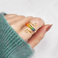 2Pcs Fidget Beads Ring Meditation Ring Adjustable Opening Rotatable Rings for Daughters-Style 1