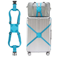 Adjustable Travel Luggage Strap Bag Bungees Elastic Suitcase Belt with Buckles-Blue