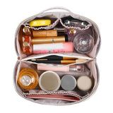 Large Capacity Travel Cosmetic Bag Organizer Makeup with Brushes Slots Dividers-White