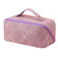 Large Opening PU Leather Makeup Bag-Purple