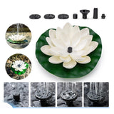 Lotus Leaf Solar Water Floating Fountain Pump with Solar Panel White