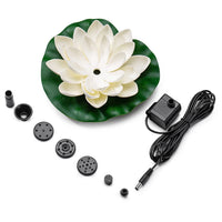 Lotus Leaf Solar Water Floating Fountain Pump with Solar Panel White