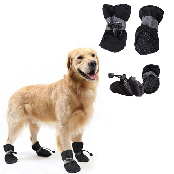 4Pcs Anti Slip Protective Dog Shoes Boots Pet Socks Booties Black