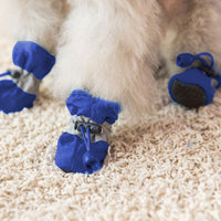 4Pcs Anti Slip Protective Dog Shoes Boots Pet Socks Booties Blue