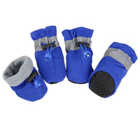 4Pcs Anti Slip Protective Dog Shoes Boots Pet Socks Booties Blue