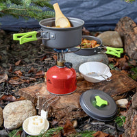 10Pcs Portable Camping Cookware Set for Outdoor Camping Hiking Picnic Green