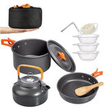 10Pcs Portable Camping Cookware Set for Outdoor Camping Hiking Picnic Orange