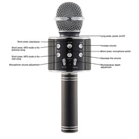 Kids Portable Bluetooth Wireless Karaoke Microphone with LED Lights Black