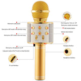 Kids Portable Bluetooth Wireless Karaoke Microphone with LED Lights Gold