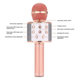 Kids Portable Bluetooth Wireless Karaoke Microphone with LED Lights Rose Gold