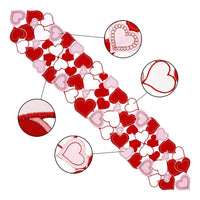 Long Embroidered Red Pink Love Heart Table Runner Romantic Events Tablecloth Placemats