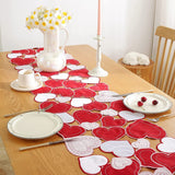 Long Embroidered Red Pink Love Heart Table Runner Romantic Events Tablecloth Placemats