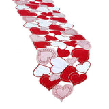 Long Embroidered Red Pink Love Heart Table Runner Romantic Events Tablecloth Placemats