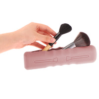 Portable Travel Makeup Brush Holder Silicone Makeup Brush Case Bag Pink