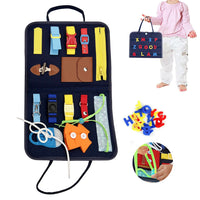 Montessori Busy Board Felt Toddler Sensory Board Toddler Travel Educational Toy-Navy Blue