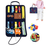 Montessori Busy Board Felt Toddler Sensory Board Toddler Travel Educational Toy-Navy Blue