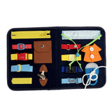 Montessori Busy Board Felt Toddler Sensory Board Toddler Travel Educational Toy-Navy Blue