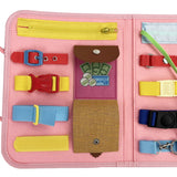 Montessori Busy Board Felt Toddler Sensory Board Toddler Travel Educational Toy-Pink