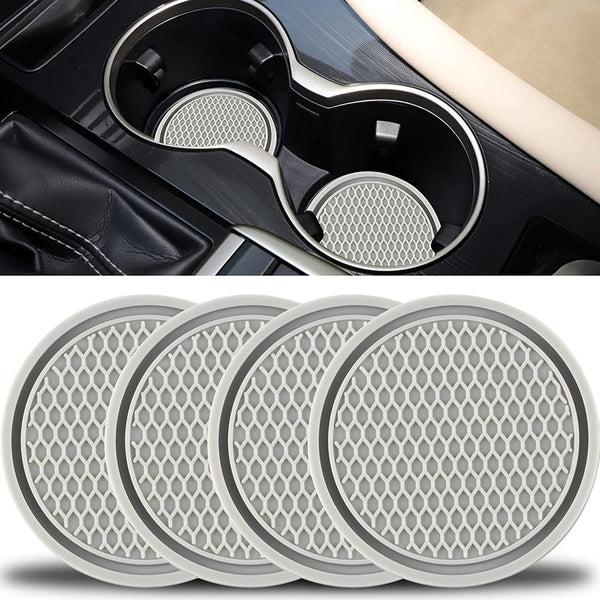 4Pcs Universal Car Cup Coaster Non-Slip Cup Holders Car Interior Accessories Gray