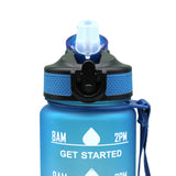 1L Water Bottle Motivational Drink Flask with Time Markings Sport Gym-Blue