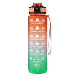 1L Water Bottle Motivational Drink Flask with Time Markings Sport Gym-Orange