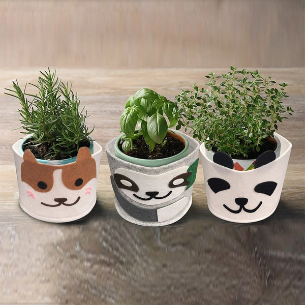 3pcs Decorative Plant Pot Covers Felt Cloth Flowerpot Containers for Indoor Outdoor Pots Garden Home Decor