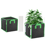 Square Plant Grow Bags Non-Woven Breathable Garden Plant Grow Pots with Support Rods