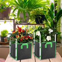 Square Plant Grow Bags Non-Woven Breathable Garden Plant Grow Pots with Support Rods