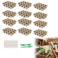 12Pcs 12-Cell Seedling Trays Peat Pots Seed Starter Tray Kit