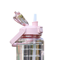 2L Large Capacity Pink Water Bottle Drinking Bottle with Bottle Pouch Sleeve