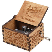 2pcs Exquisite Wooden Hand Crank Music Boxes - Over the Rainbow and Little Star