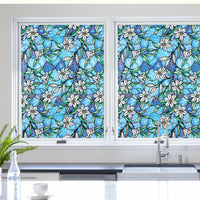 Lily-Flower Blossom Cling Stained Glass Window Film Sticker Home Decor