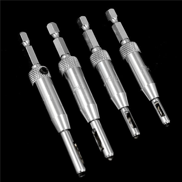 4Pcs Hex Shank Self-Centering Drill Bit Pilot Door Drawer Hinge Hole Screw Guide