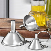 3Pcs/Set Small Medium Large Stainless Steel Liquid Funnel Kitchen Tool