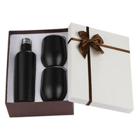 Stainless Steel Double Wall Insulated Wine Bottle with 2 Tumblers Set