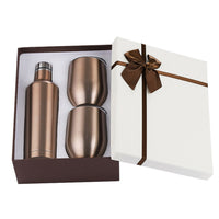 Stainless Steel Double Wall Insulated Wine Bottle with 2 Tumblers Set