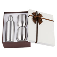 Stainless Steel Double Wall Insulated Wine Bottle with 2 Tumblers Set