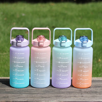 2L Large-capacity Water Bottle With Time Markings Motivational Drink Flask