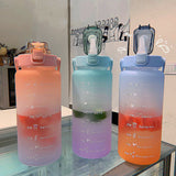 2L Large-capacity Water Bottle With Time Markings Motivational Drink Flask