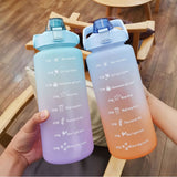 2L Large-capacity Water Bottle With Time Markings Motivational Drink Flask